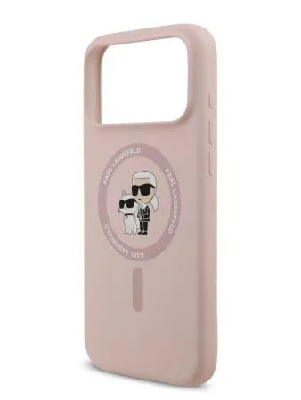 Lagerfeld для iPhone 17 Pro Max чехол Liquid Silicone NFT Karl & Choupette Hard Pink (MagSafe)