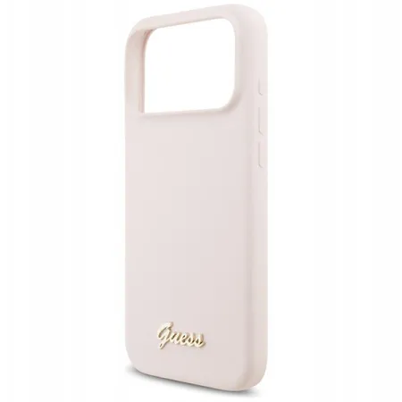 Guess для iPhone 17 Pro Max чехол Liquid silicone Gold metal logo & Camera Hard Pink (MagSafe)