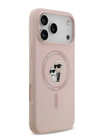 Lagerfeld для iPhone 17 Pro Max чехол Liquid Silicone NFT Karl & Choupette Hard Pink (MagSafe)