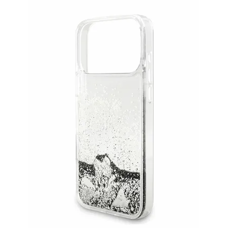 Guess для iPhone 17 Pro чехол Liquid Glitter Charms Hard Silver
